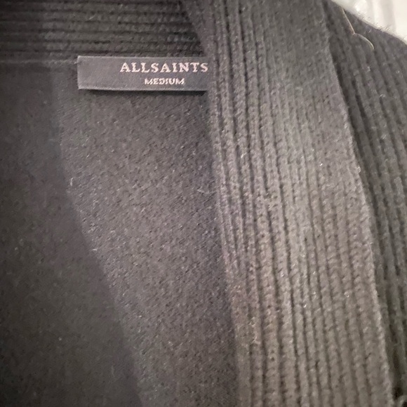 All Saints open cardigan with leather sleeves - Picture 2 of 7